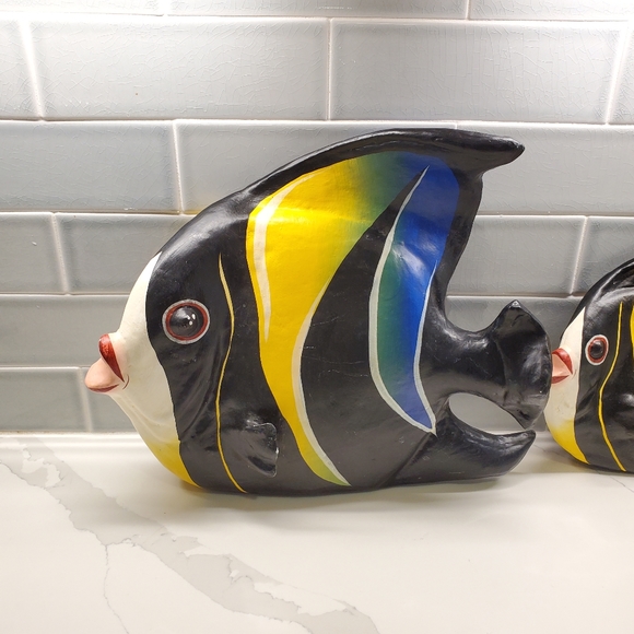 Tropical fish, paper mache, set of 3 - Picture 3 of 17